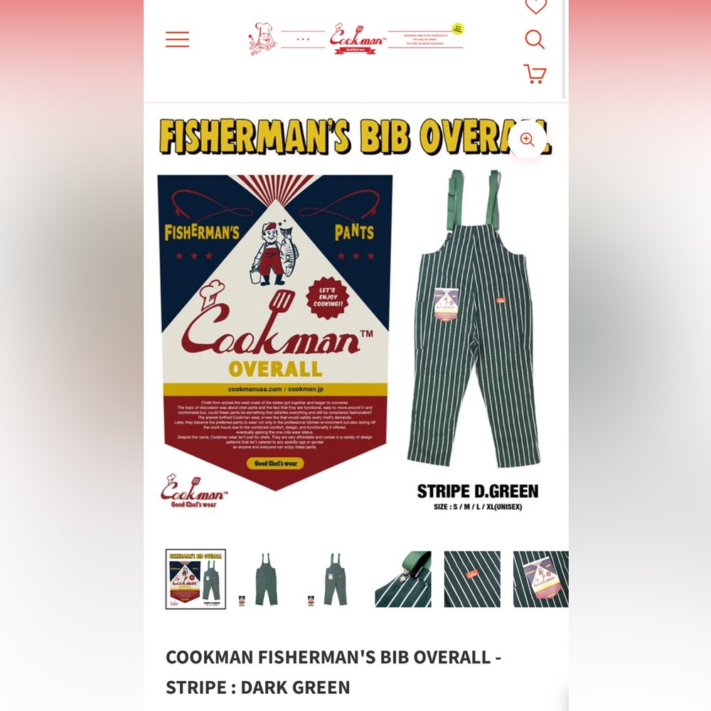 Cookman Striped Fisherman overall